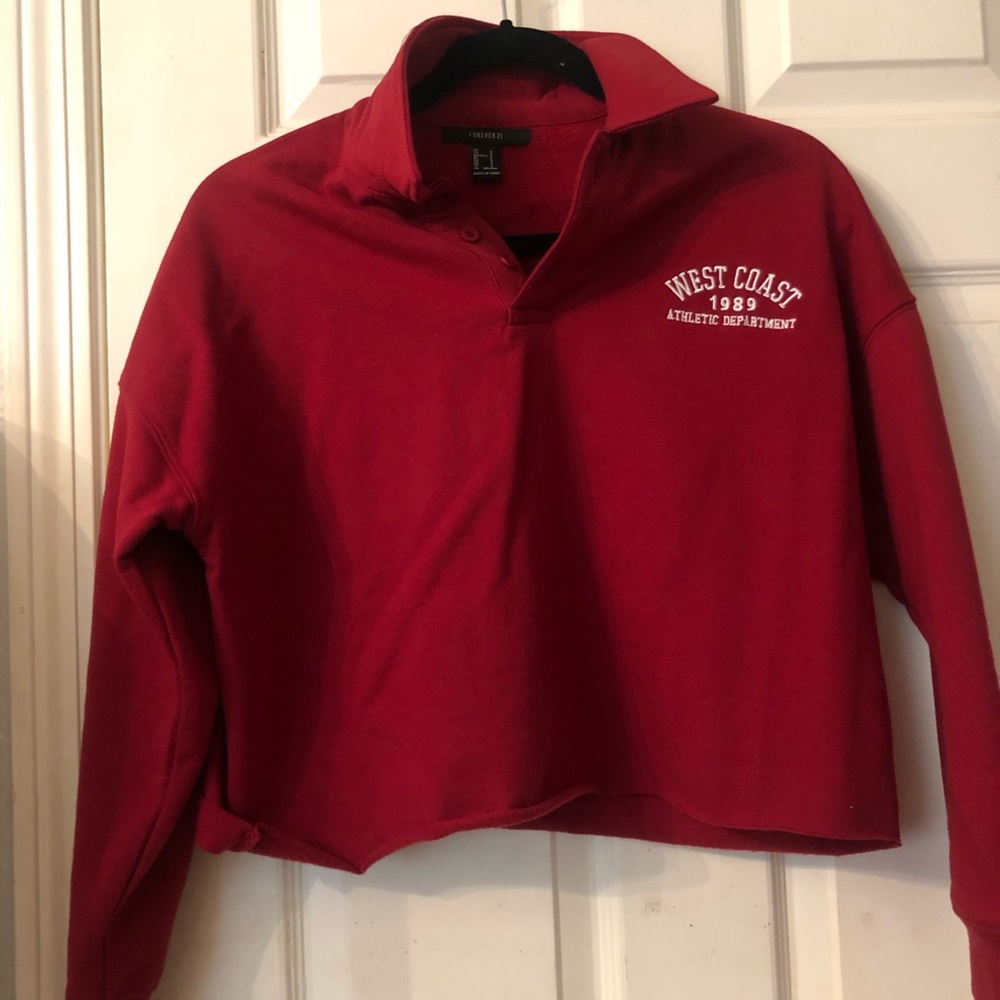 forever 21 crop red sweatshirt